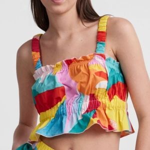 Y.A.S Denmark Multicolor Yasrimo Casual  Crop Top in Cotton Women L